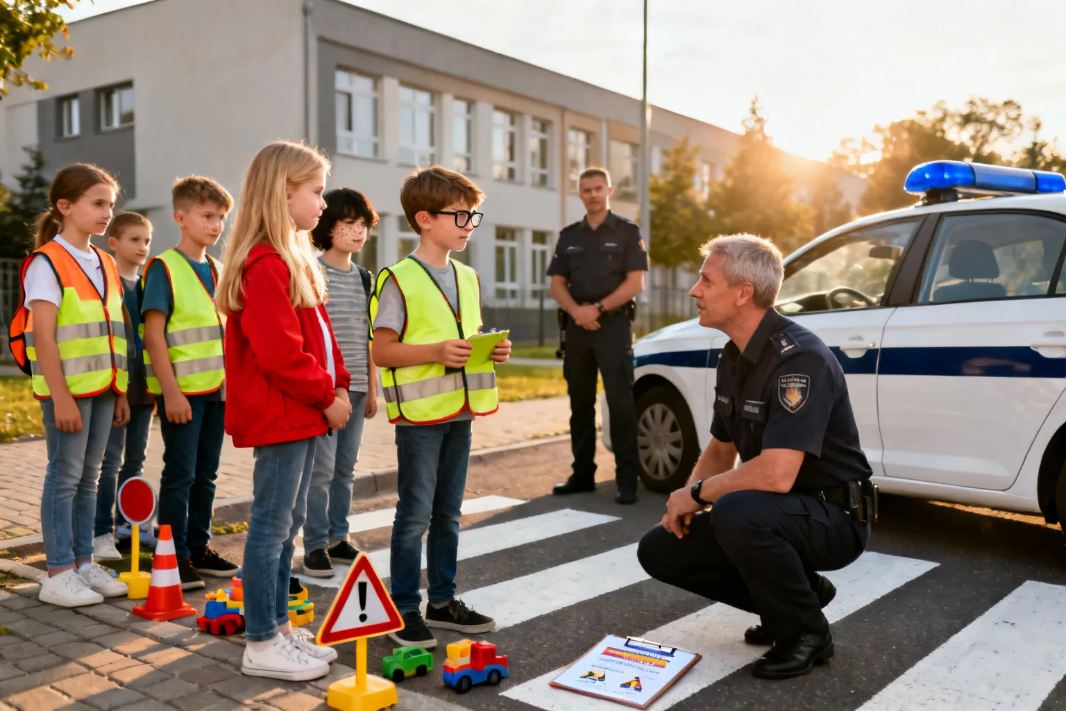Dzielnicowi rozmawiali z uczniami SP nr 46 o bezpieczeństwie drogowym